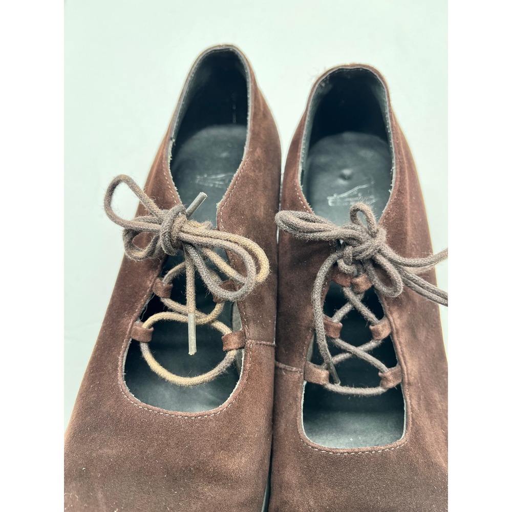 Dansko Brown Suede Lace Up Block Heel Oxford Shoes Womens 7.5-8/ 38 Whimsigoth - Picture 5 of 9